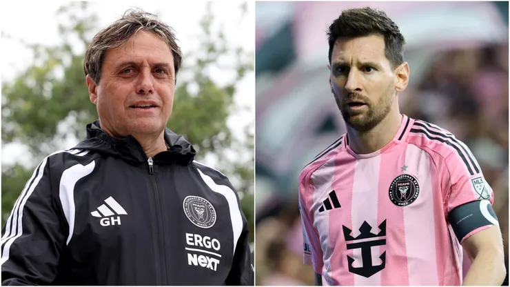 Inter Miami interim coach Guillermo Hoyos and Lionel Messi.
