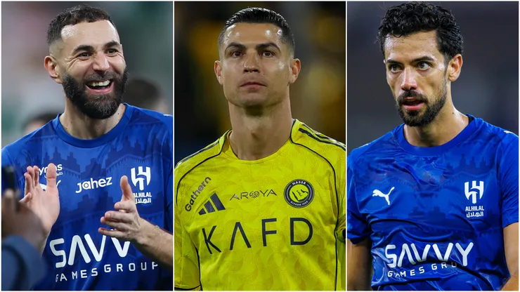 Karim Benzema (left), Cristiano Ronaldo (center), and Pablo Mari (right)