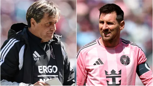 Inter Miami coach Guillermo Hoyos and Lionel Messi.