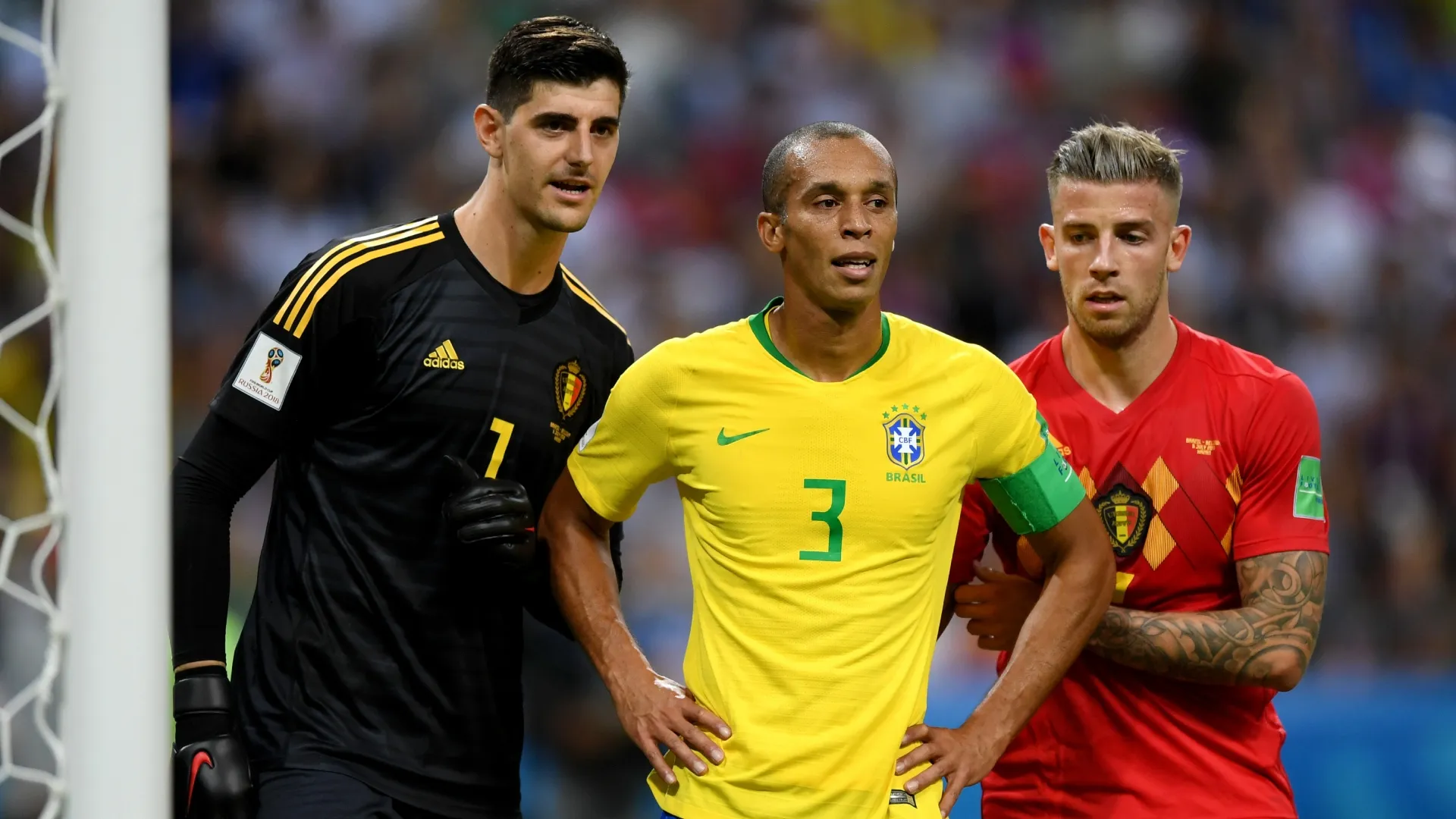 Miranda of Brazil playing against Belgium during the 2018 FIFA World Cup.