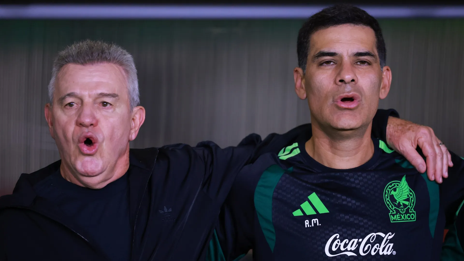 Javier Aguirre, coach of Mexico and Rafael Marquez, Assistant Coach.