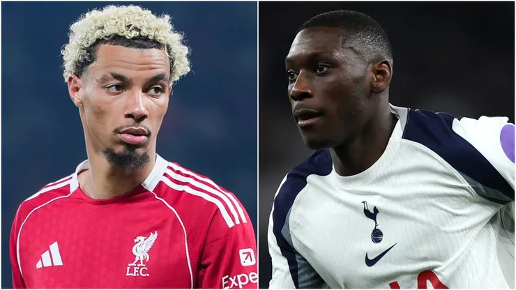 Hugo Ekitike of Liverpool and Randal Kolo Muani of Tottenham Hotspur.