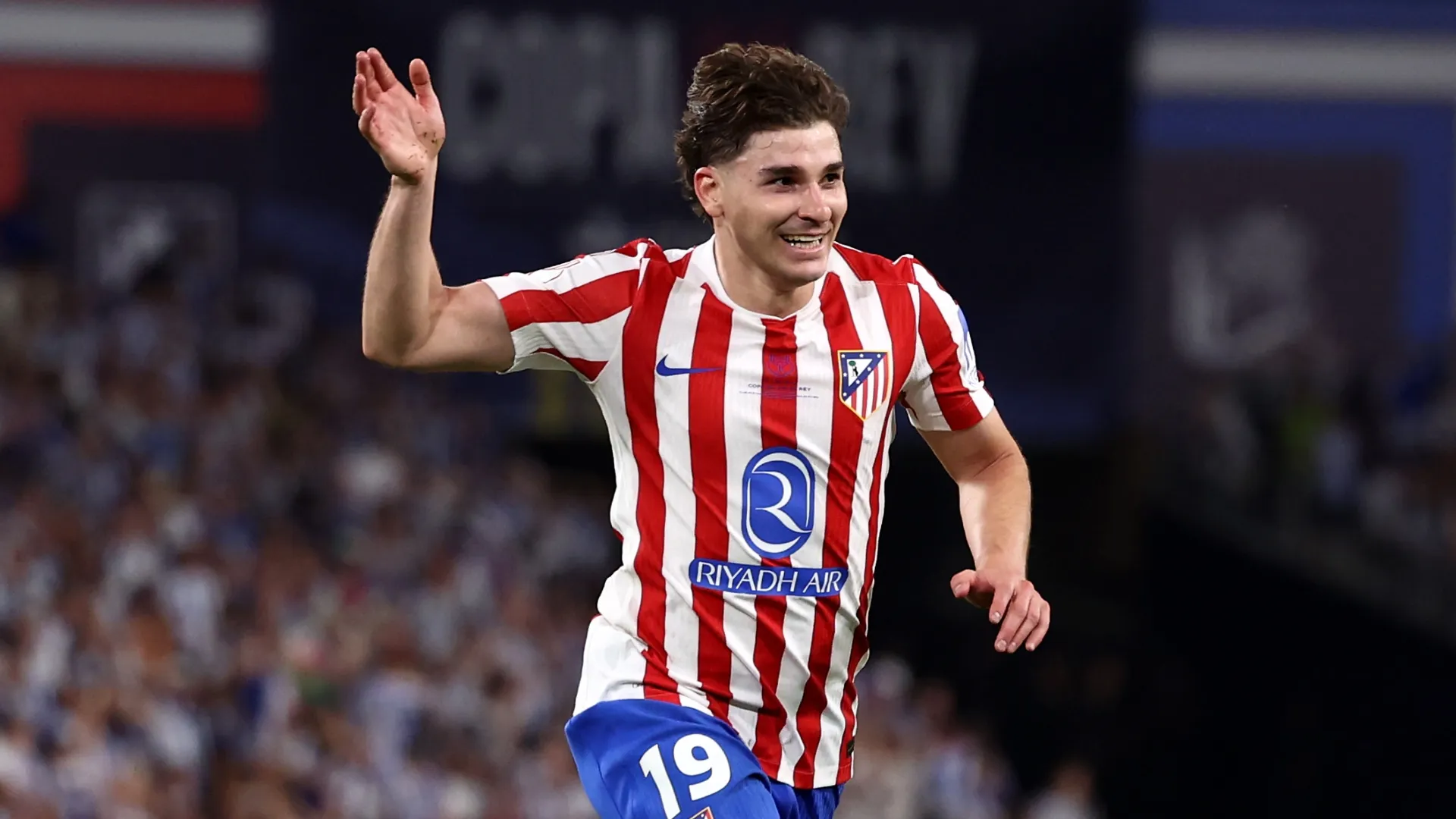 Julian Alvarez of Atletico de Madrid celebrating.