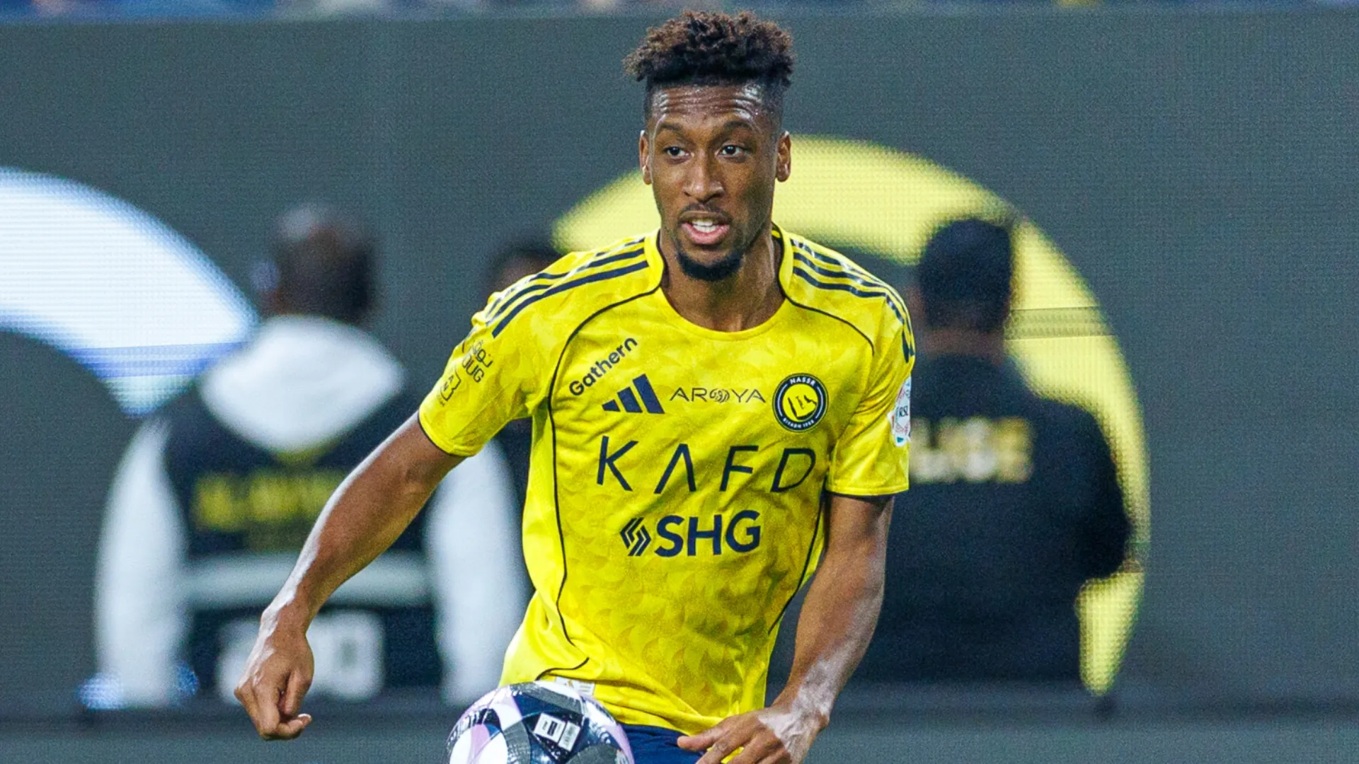 Kingsley Coman of team Al-Nassr FC during a game.