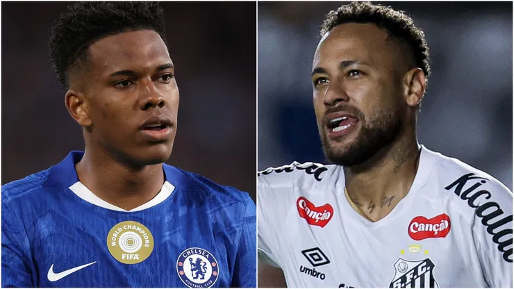 Estevao of Chelsea and Neymar Junior of Santos.