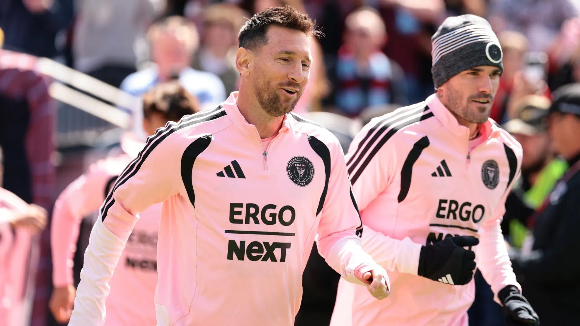Lionel Messi #10 and Rodrigo De Paul #7 of Inter Miami CF.