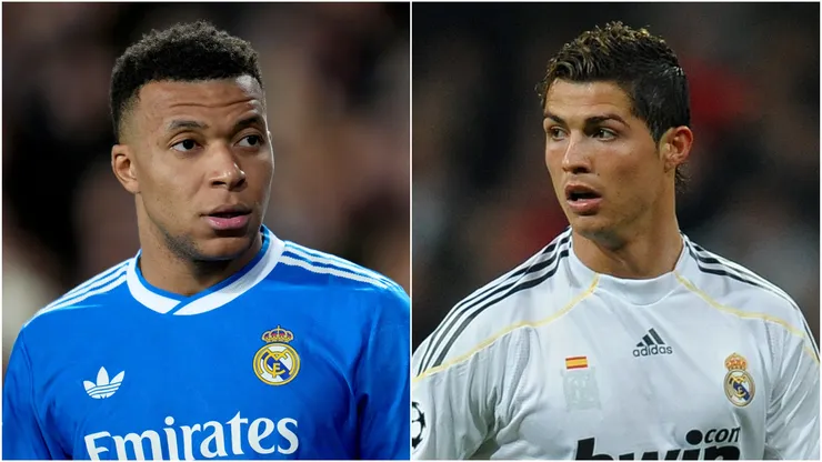 Kylian Mbappe (L) and Cristiano Ronaldo (R) of Real Madrid.