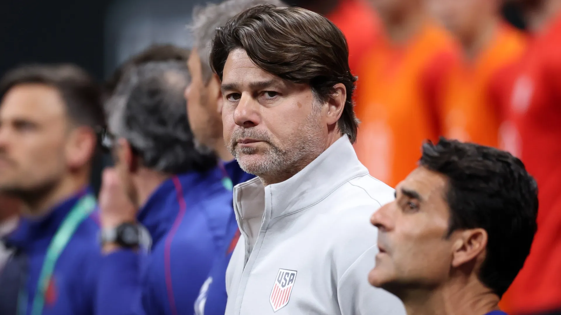 USMNT coach Mauricio Pochettino looks on prior