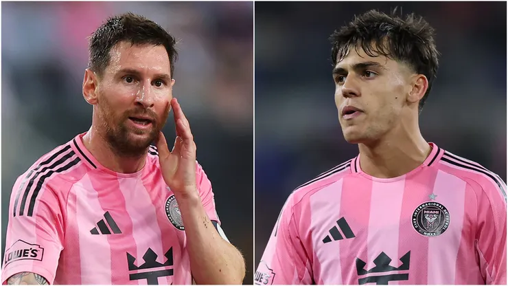 Lionel Messi #10 and Noah Allen #32 of Inter Miami CF.