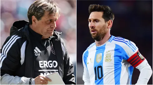 Inter Miami coach Guillermo Hoyos and Lionel Messi.