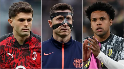 Christian Pulisic (left), Robert Lewandowski (center), and Weston McKennie (right)