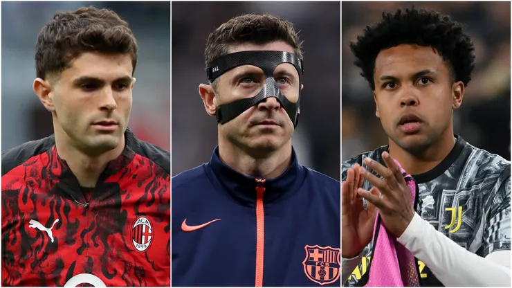 Christian Pulisic (left), Robert Lewandowski (center), and Weston McKennie (right)