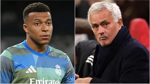 Kylian Mbappe (left) and Jose Mourinho (right)