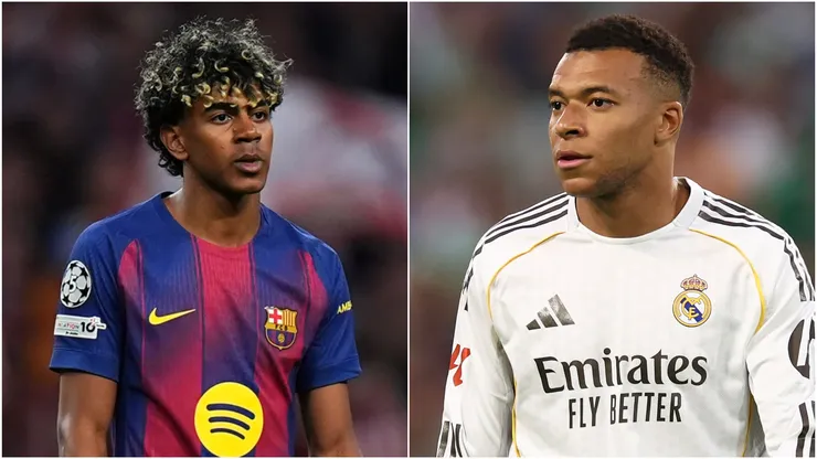 Lamine Yamal (L) of FC Barcelona and Kylian Mbappe (R) of Real Madrid.