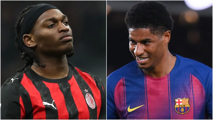 Rafael Leao of AC Milan and Marcus Rashford of FC Barcelona.
