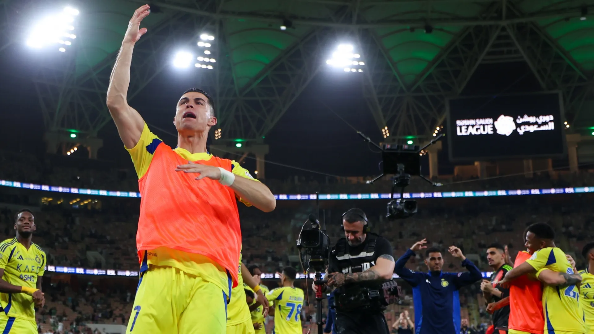 Cristiano Ronaldo of Al Nassr celebrates victory over Al Ahli back in February 2025.