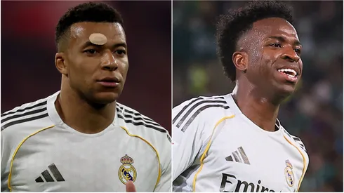 Real Madrid stars Kylian Mbappé and Vinicius Jr.