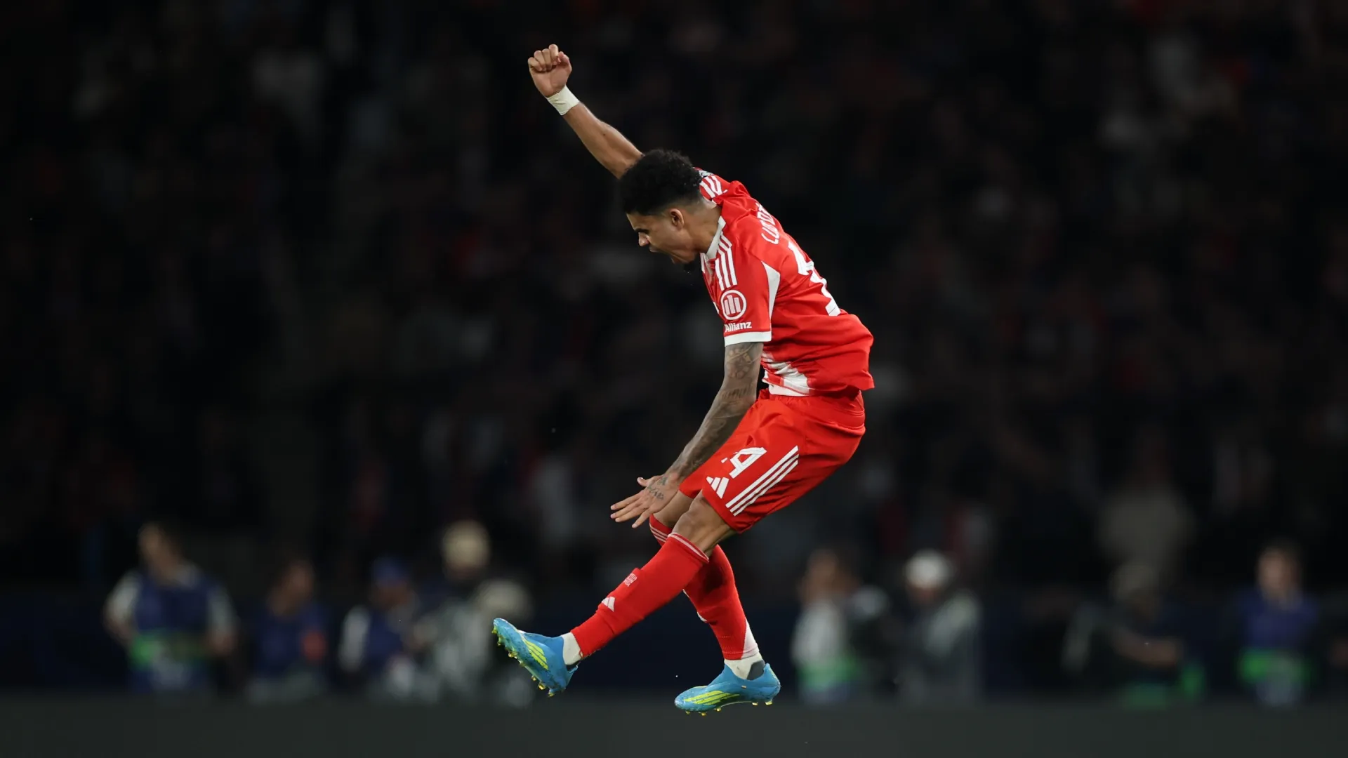 Luis Diaz of FC Bayern Munich celebrates scoring his team’s fourth goal.