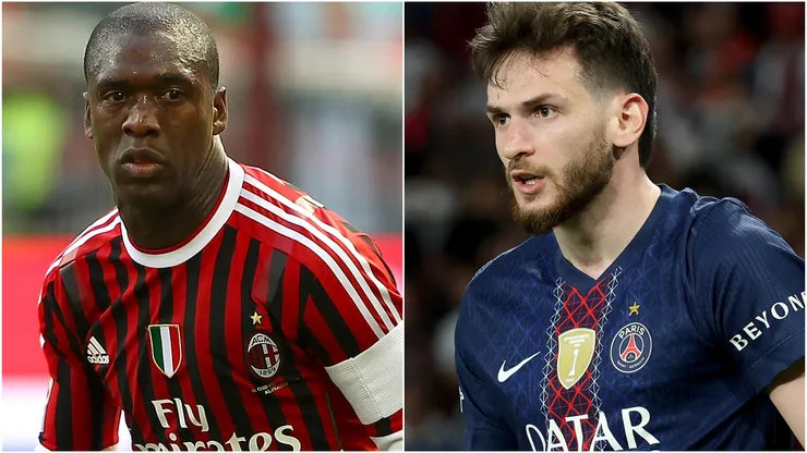 AC Milan legend Clarence Seedorf and Khvicha Kvaratskhelia of Paris Saint-Germain.