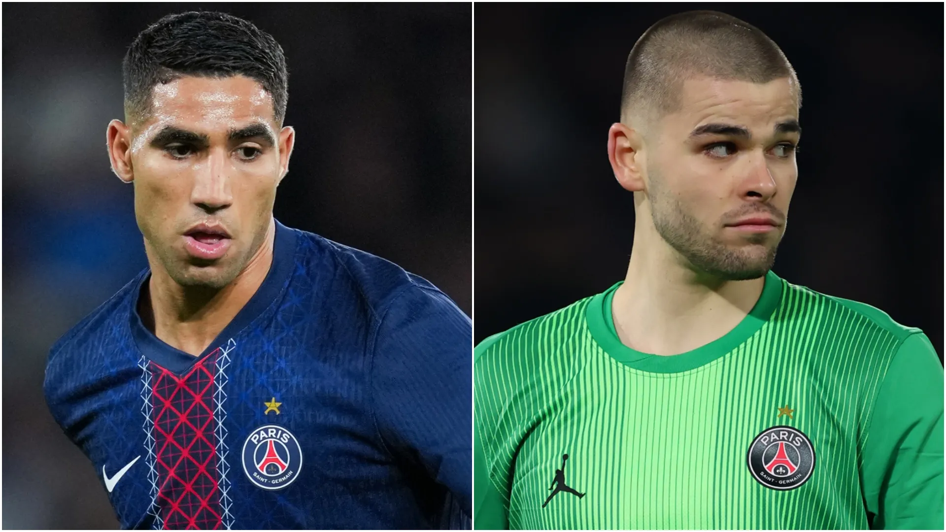 Achraf Hakimi and Lucas Chevalier of PSG