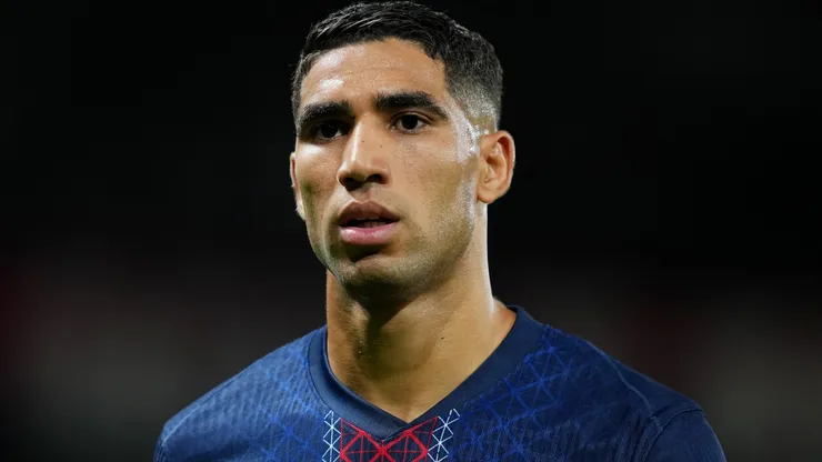 Achraf Hakimi of Paris Saint-Germain looks on during the UEFA Champions League.
