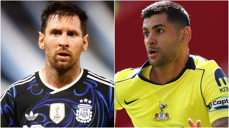 Lionel Messi of Argentina and Cristian Romero of Tottenham Hotspur.