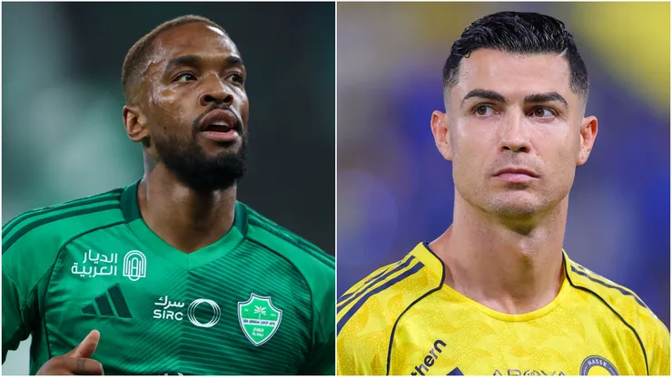 Ivan Toney (L) of Al Ahli and Cristiano Ronaldo (R) of Al Nassr.