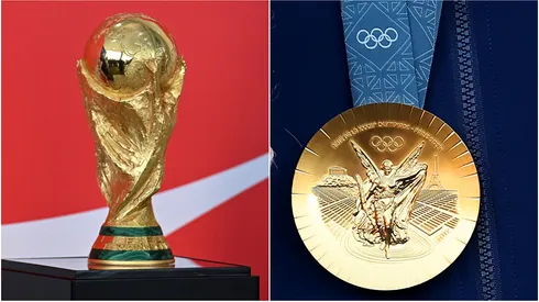 FIFA World Cup trophy and a 2024 Olympics gold medal.
