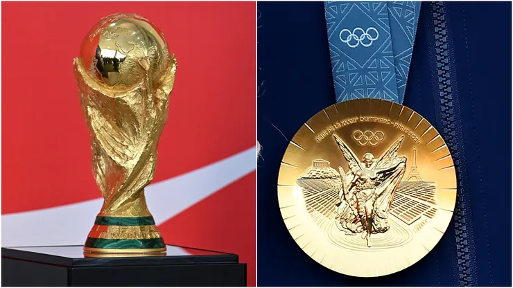 FIFA World Cup trophy and a 2024 Olympics gold medal.