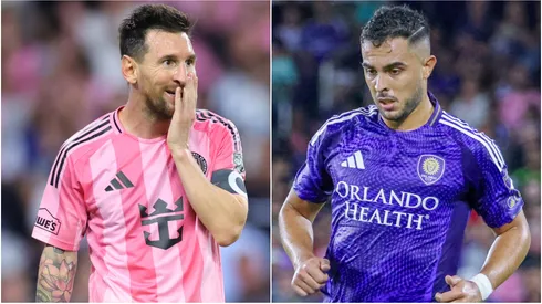 Inter Miami's Lionel Messi and Orlando City's Martin Ojeda.