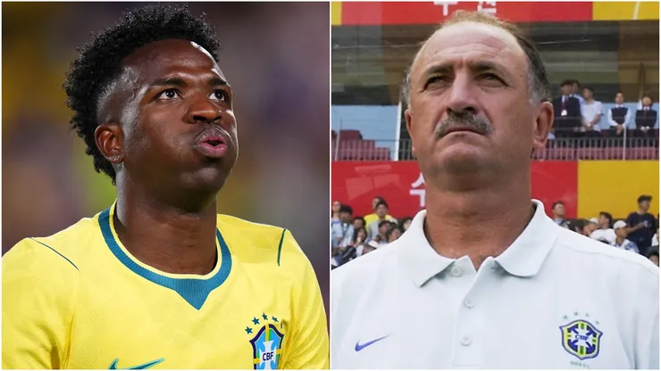 Vinicius Junior of Brazil and 2002 World Cup-winning head coach Luiz Felipe Scolari.