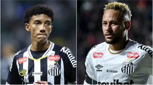 Robinho Jr (L) and Neymar (R) of Santos.