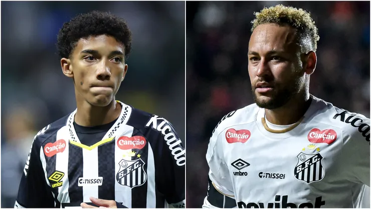 Robinho Jr (L) and Neymar (R) of Santos.