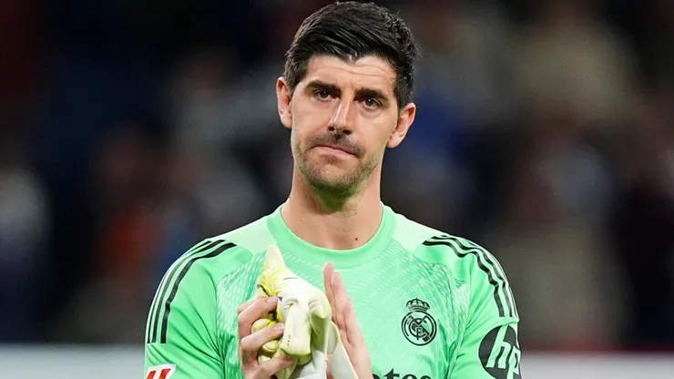 Thibaut Courtois of Real Madrid acknowledges the fans.