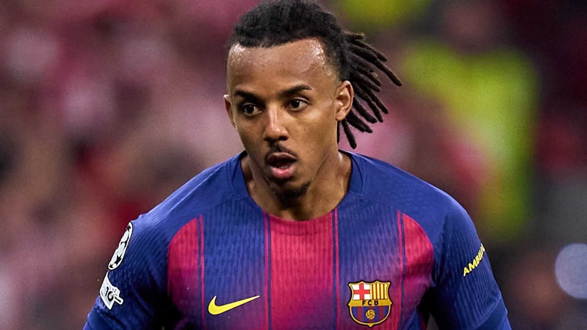Jules Kounde of FC Barcelona in action during the UEFA Champions League.