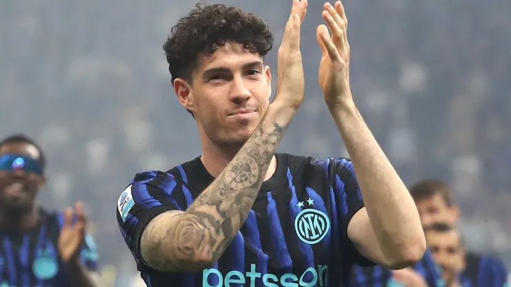 Alessandro Bastoni of FC Internazionale Milano celebrates after being confirmed as Serie A winners.