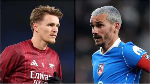 Martin Odegaard (L) of Arsenal and Antoine Griezmann (R) Atletico Madrid.