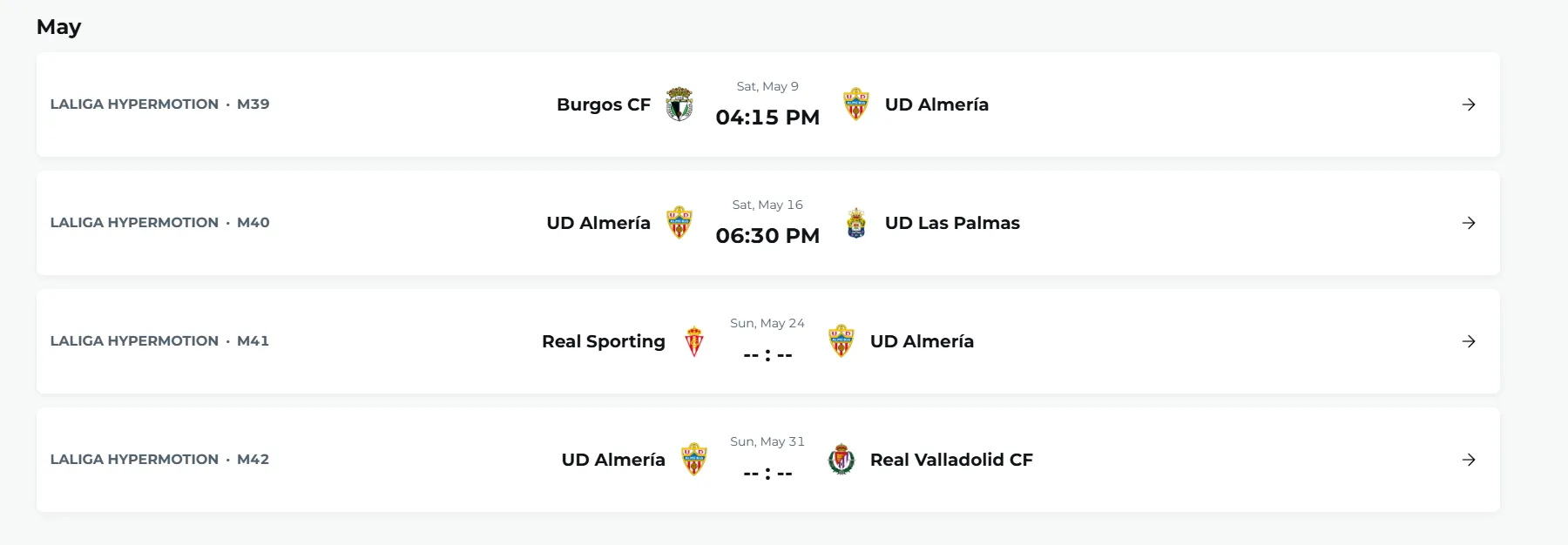 almeria 2025-26 fixtures
