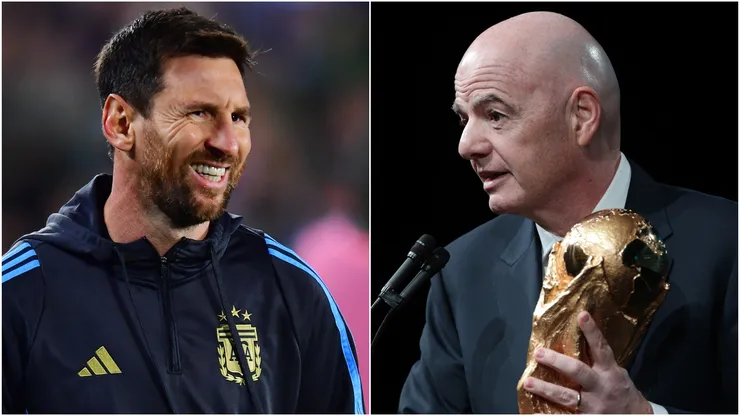Lionel Messi and Gianni Infantino.