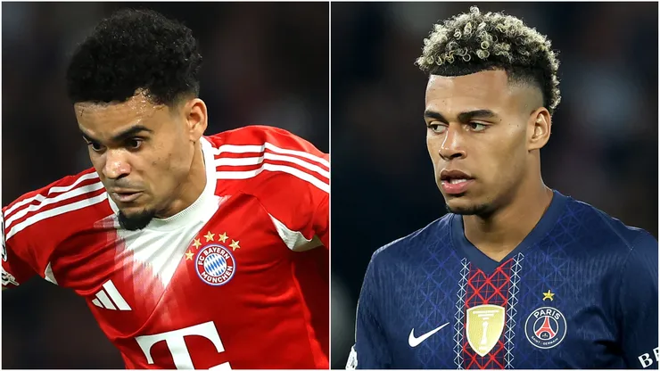 Luis Diaz of FC Bayern München and Desire Doue of Paris Saint-Germain.