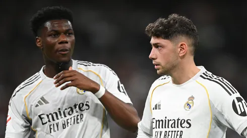 Aurelien Tchouameni and Federico Valverde of Real Madrid.