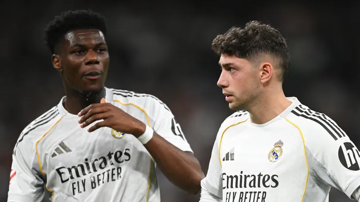 Aurelien Tchouameni and Federico Valverde of Real Madrid.