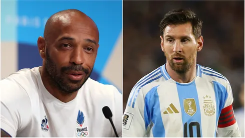 Thierry Henry (L) and Lionel Messi (R) of Argentina.