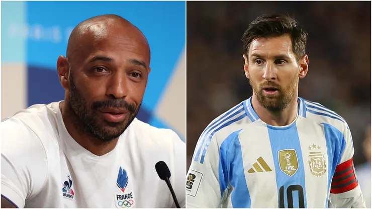 Thierry Henry (L) and Lionel Messi (R) of Argentina.