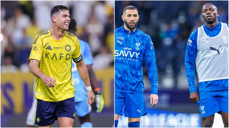 Cristiano Ronaldo (left), Karim Benzema and Kalidou Koulibaly (right)