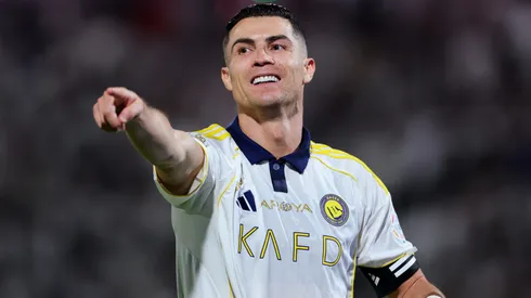 Cristiano Ronaldo of Al Nassr celebrates scoring his team's third goal