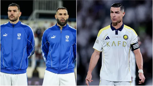 Theo Hernandez, Karim Benzema (left) and Cristiano Ronaldo (right)