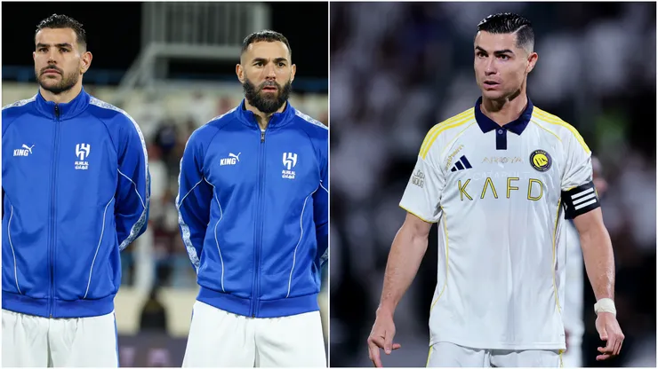 Theo Hernandez, Karim Benzema (left) and Cristiano Ronaldo (right)