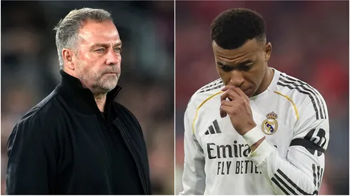 Barcelona coach Hansi Flick and Real Madrid striker Kylian Mbappe.