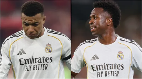 Real Madrid stars Kylian Mbappé and Vinicius Jr.